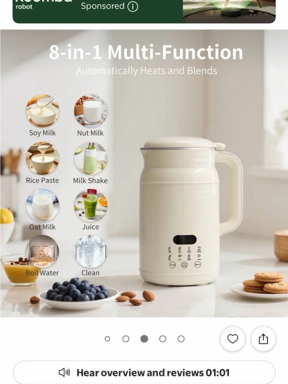 Cream Electric Soy & Nut Milk Maker with Digital Display